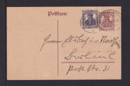 1920 - 15 Pf. Auf 15 Pf. Ganzsache - Bahnpoststempel Hirschberg-Grünthal - Briefe U. Dokumente