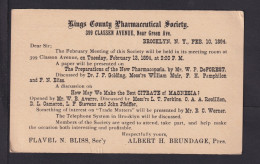 1894 - 1 C. Ganzsche "..Pharmaceutical Society..2" Ab Brooklyn - Pharmazie