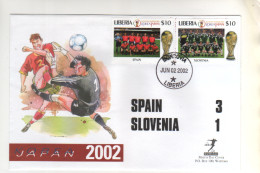 Timbres " Sport : équipes De Football "  Sur Lettre , Cover , Mail Souvenir Du 02/06/2002 , FIFA World Cup - Liberia