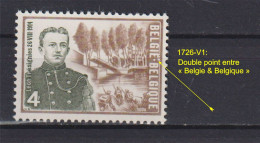 Belgique: COB N° 1726-V1, Neuf, **, Sans Charnière. TB !!! - 1961-1990