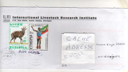 Timbres " Sport : Athlétisme , Animal : Antilope "  Sur Lettre , Cover , Mail Du 07/08/2002 - Etiopia