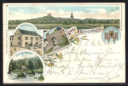 Lithographie Wassenberg, Hotel Max Graab, Rossthor, Wappen  - Autres & Non Classés