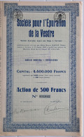 Société Pour Lépuration De La Vesdre - Verviers - 1929 - Action De 500 Francs - Agua