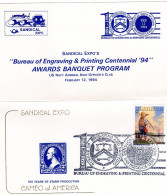 USA 1994 FDC Sandical Stamp Expo - Bureau Of Engraving & Printing Centennial - Awards Banquet Program - Enveloppes évenementielles