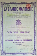 La Grande Marbrerie Bruxelloise - Action De Capital De 500 Francs - 1911 - Autres & Non Classés