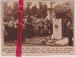 Maastricht - Hulde Aan Alfons Olterdissen , Onthulling Grafmonument - Orig. Knipsel Coupure Tijdschrift Magazine - 1924 - Non Classés