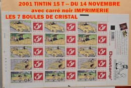 2001- DUOSTAMPS 15 TINTIN -7 BOULES DE CRISTAL - 2001-2010