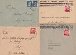 37277# LOT 7 LETTRES HINDENBURG LOTHRINGEN LETTRE LOCALE Obl METZ 3 1941 MOSELLE - Briefe U. Dokumente