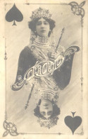 Playing Card Queen Of Spades, Actress Agustina Del Carmen Otero, Carolina Otero, La Belle Otero, Pre 1905 - Cartes à Jouer