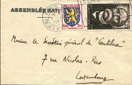 Enveloppe Du Palais Bourbon (Assemblée Nationale) En Date Du 1er Novembre 1952 Vers Le Luxembourg - 1921-1960: Modern Period