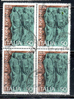 ITALIA REPUBBLICA ITALY REPUBLIC 1974 CENTENARIO ISTITUZIONE ORDINE FORENSE LIRE 50 QUARTINA BLOCK USATO USED OBLITERE' - 1971-80: Used