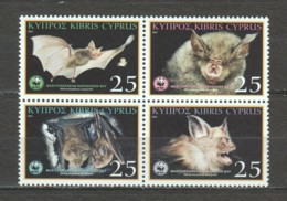 Cyprus 2003 Mi 1015-1018 In Block Of 4 MNH WWF - BATS - Neufs