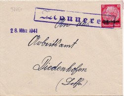 37281# HINDENBURG LOTHRINGEN LETTRE Obl MONNEREN 28 Mars 1941 MOSELLE THIONVILLE - Cartas & Documentos