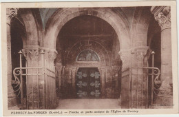 CPA - 71 - PERRECY Les FORGES - Porche Et Porte Antique De L'Eglise De PERRECY - 1946 - Pas Courant - Sonstige & Ohne Zuordnung