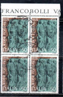 ITALIA REPUBBLICA ITALY REPUBLIC 1974 CENTENARIO ISTITUZIONE ORDINE FORENSE LIRE 50 QUARTINA BLOCK USATO USED OBLITERE' - 1971-80: Usados