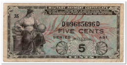 UNATED STATES,MILITARY PAYMENT CERTIFICATE,5 CENTS,1951,P.M22,FINE+ - 1951-1954 - Serie 481