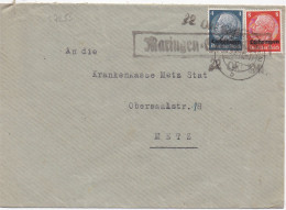 37283# HINDENBURG LOTHRINGEN LETTRE Obl MARINGEN SILVINGEN 22 Octobre 1941 MARANGE SILVANGE HAGONDANGE MOSELLE METZ - Covers & Documents