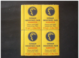 ALLEMAGNE DEUTSCHLAND GERMANIA GERMANY 1956 INDUSTRIES FAIR HANNOVER CINDARELLA MNH - R- & V- Vignette