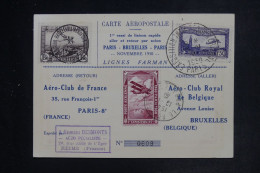 FRANCE - Carte Aéropostale Du 1er Vol Liaison Rapide Paris / Bruxelles / Paris En 1930  - L 152573 - 1927-1959 Brieven & Documenten