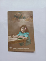 Tres Ancienne Carte Postale Collection Enfants Lettre A Mon Pere Bien Aimée  Voyagée - Colecciones, Lotes & Series