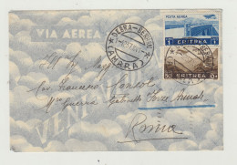 BUSTA SENZA LETTERA -POSTA AEREA - DEBRA - BERHAN - AMARA DEL 1937 - ERITREA VERSO ROMA WW2 - Storia Postale (Posta Aerea)