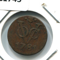 1781 UTRECHT VOC DUIT NIEDERLANDE OSTINDIEN NY COLONIAL PENNY #VOC1745.10.D.A - Nederlands-Indië