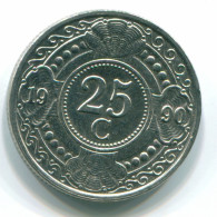 25 CENTS 1990 NETHERLANDS ANTILLES Nickel Colonial Coin #S11272.U.A - Antille Olandesi