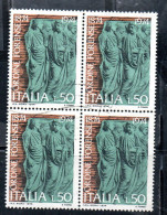 ITALIA REPUBBLICA ITALY REPUBLIC 1974 CENTENARIO ISTITUZIONE ORDINE FORENSE LIRE 50 QUARTINA BLOCK USATO USED OBLITERE' - 1971-80: Used