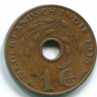 1 CENT 1938 NETHERLANDS EAST INDIES INDONESIA Bronze Colonial Coin #S10270.U.A - Niederländisch-Indien