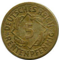 5 RENTENPFENNIG 1924 A GERMANY Coin #DB872.U.A - 5 Rentenpfennig & 5 Reichspfennig