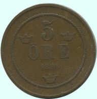 5 ORE 1886 SCHWEDEN SWEDEN Münze #AC613.2.D.A - Suède