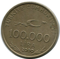 100.000 LIRA 2000 TÜRKEI TURKEY Münze #AR258.D.A - Turchia