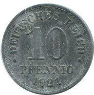 10 PFENNIG 1921 DEUTSCHLAND Münze GERMANY #AD510.9.D.A - 10 Renten- & 10 Reichspfennig