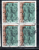 ITALIA REPUBBLICA ITALY REPUBLIC 1974 CENTENARIO ISTITUZIONE ORDINE FORENSE LIRE 50 QUARTINA BLOCK USATO USED OBLITERE' - 1971-80: Used