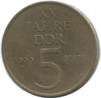 5 MARK 1969 20TH ANNIVERSARY DDR EAST ALEMANIA Moneda GERMANY #AE166.E.A - 5 Marcos