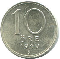 10 ORE 1949 SUÈDE SWEDEN ARGENT Pièce #AD037.2.F.A - Schweden