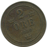 2 ORE 1889 SCHWEDEN SWEDEN Münze #AC974.2.D.A - Suède