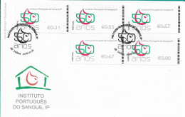 Portugal , 2008 , FDC With Complete Series Of 50 Years Of Instituto Português Do Sangue , Blood Donation , + Brochure - Automaatzegels [ATM]