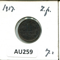 1 CENT 1917 NÉERLANDAIS NETHERLANDS Pièce #AU259.F.A - 1 Cent