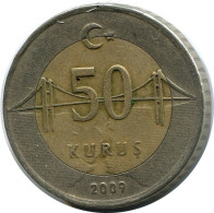 50 KURUS 2009 TÜRKEI TURKEY BIMETALLIC Münze #AR250.D.A - Turkije