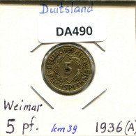 5 REICHSPFENNIG 1936 A GERMANY Coin #DA490.2.U.A - 5 Reichspfennig