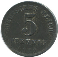 5 PFENNIG 1921 A DEUTSCHLAND Münze GERMANY #AD544.9.D.A - 5 Rentenpfennig & 5 Reichspfennig