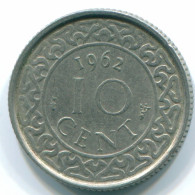 10 CENTS 1962 SURINAME Netherlands Nickel Colonial Coin #S13198.U.A - Suriname 1975 - ...