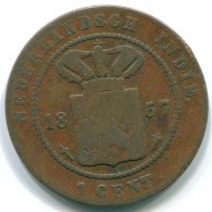 1 CENT 1857 INDIAS ORIENTALES DE LOS PAÍSES BAJOS INDONESIA Copper #S10029.E.A - Nederlands-Indië