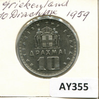 10 DRACHMES 1959 GRIECHENLAND GREECE Münze #AY355.D.A - Griechenland