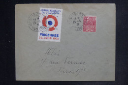 FRANCE - Vignette Du Meeting Aérien De Vincennes Sur Enveloppe Pour Paris En 1931, Blancs Surchargés Au Dos  - L 152575 - 1927-1959 Briefe & Dokumente