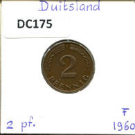 2 PFENNIG 1960 F BRD DEUTSCHLAND Münze GERMANY #DC175.D.A - 2 Pfennig