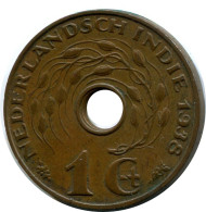 1 CENT 1938 INDIAS ORIENTALES DE LOS PAÍSES BAJOS Moneda #AZ109.E.A - Indes Neerlandesas