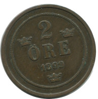 2 ORE 1899 SCHWEDEN SWEDEN Münze #AC982.2.D.A - Suecia