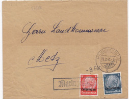 37286# HINDENBURG LOTHRINGEN LETTRE Obl MARINGEN SILVINGEN 9 Février 1941 MARANGE SILVANGE HAGONDANGE MOSELLE METZ - Covers & Documents